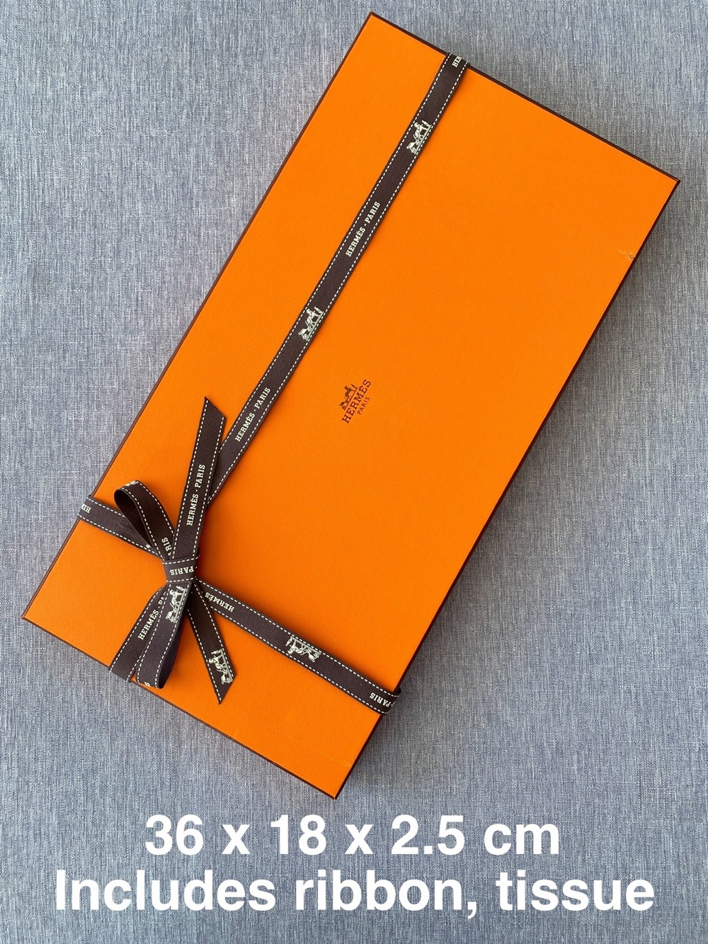 Authentic Hermès | Orange Scarf Box with Tissue Ribbon Gift Decoration Storage